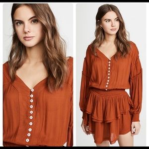 NWT Free People Romy Smocked Mini Dress